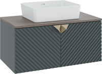 Тумба с раковиной Runo Андорра 85 графит, дуб коньячный, раковина Tre 50