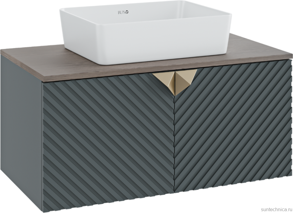 Тумба с раковиной Runo Андорра 85 графит, дуб коньячный, раковина Tre 50