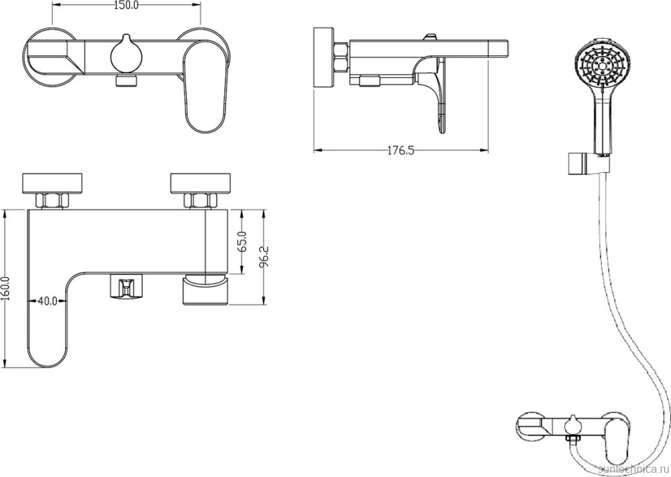 Смеситель для ванны с душем Boheme Spectre 453-BR бронза
