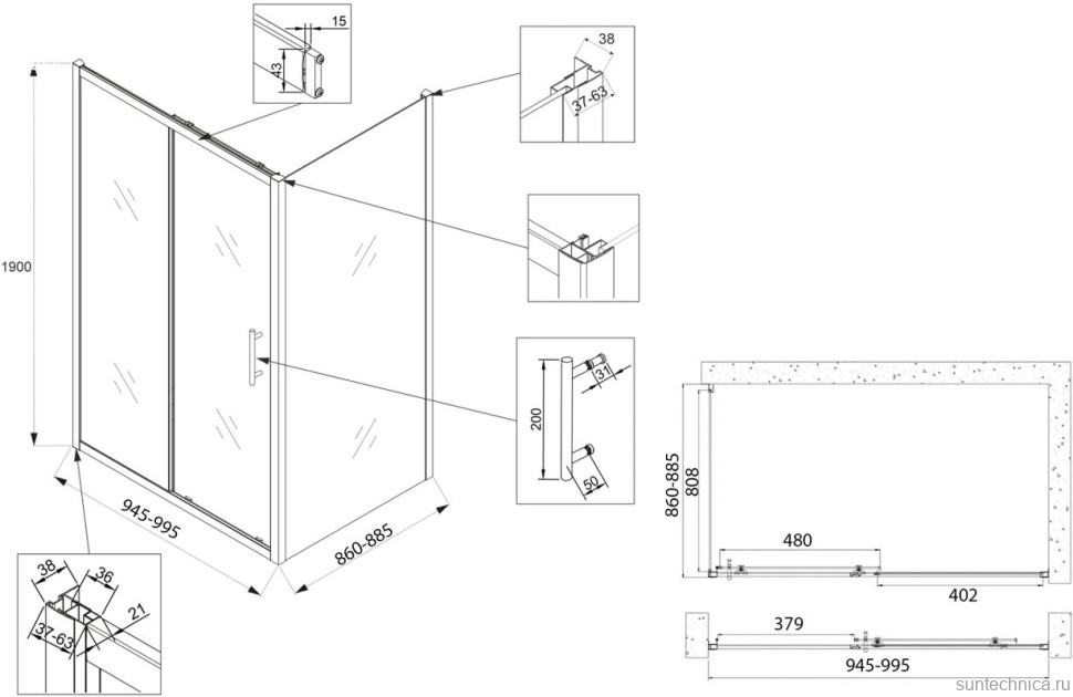 Душевой уголок Veconi Rovigo RV-072 100x90, профиль хром