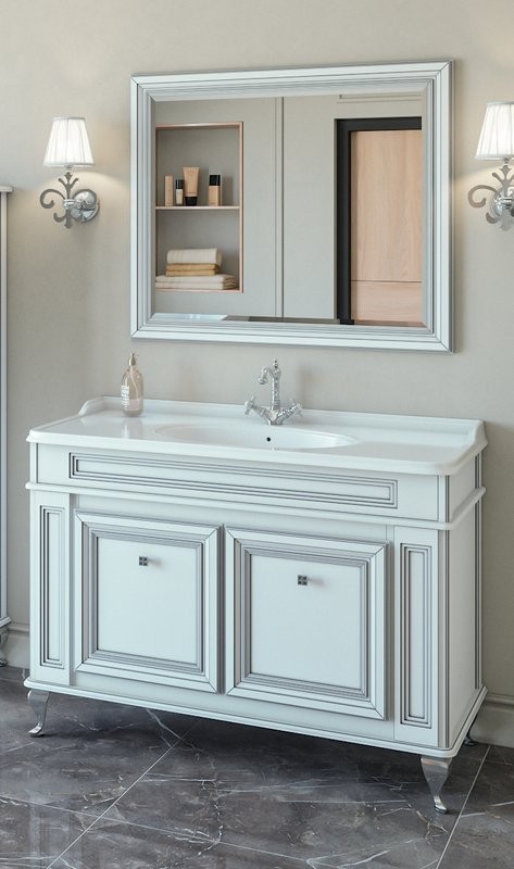 Мебель для ванной комнаты Caprigo Fresco 120 белый с серебрянной патиной