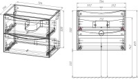 Тумба под раковину Vincea Mia Slim 70, подвесная, 2 ящика, бетон