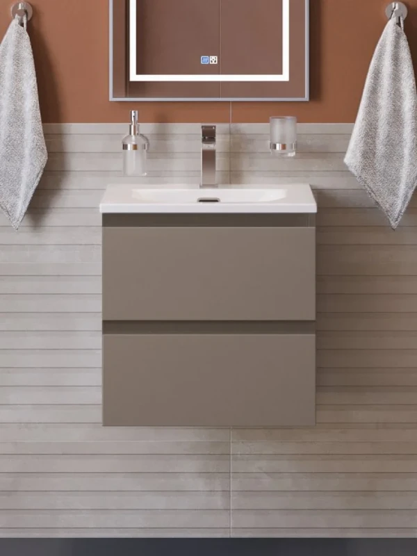 Тумба с раковиной BelBagno Kraft 39 50 подвесная, матовая бежевая, раковина bb-8099-3-50