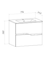 Тумба под раковину без столешницы Runo Палермо 80 подвесная, глянцевая белая