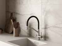 Смеситель для кухни Cersanit Живой (Vivo) 64837 с гибким изливом, сатин, черный