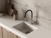 Смеситель для кухни Cersanit Живой (Vivo) 64837 с гибким изливом, сатин, черный