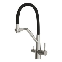 Смеситель для кухни Cersanit Живой (Vivo) 64837 с гибким изливом, сатин, черный