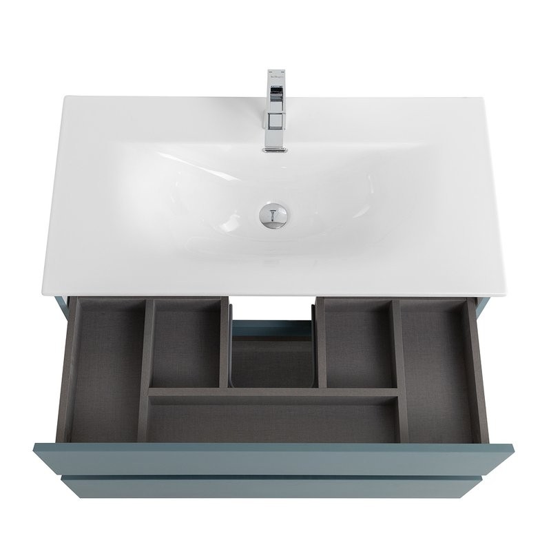 Мебель для ванной комнаты BelBagno Kraft 80 подвесная, матовая голубая, раковина bb-8099-80