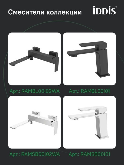 Смеситель для раковины IDDIS RAMBL00i01 матовый черный