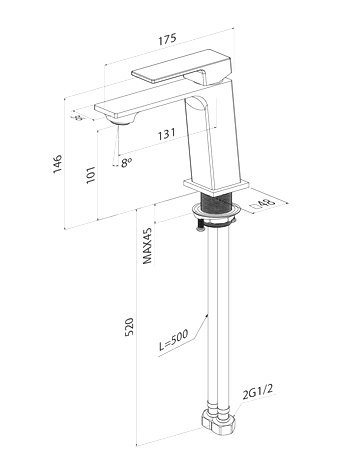 Смеситель для раковины IDDIS RAMBL00i01 матовый черный