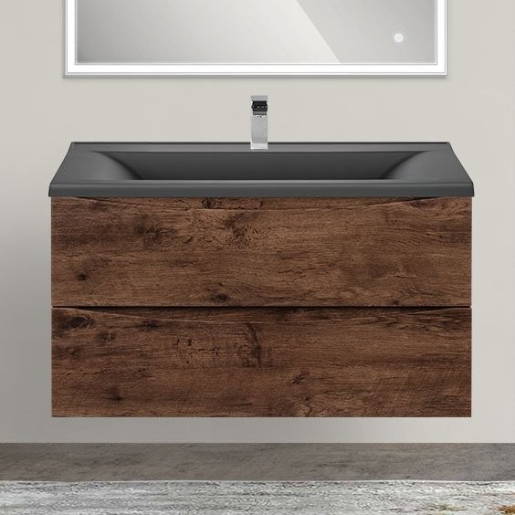Тумба под раковину Vincea Mia 90, подвесная, темный дуб