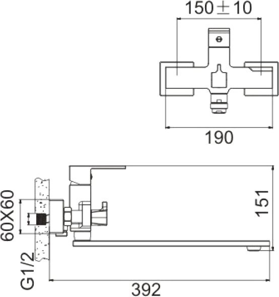 Смеситель с длинным изливом для ванны BELZ B22613 хром