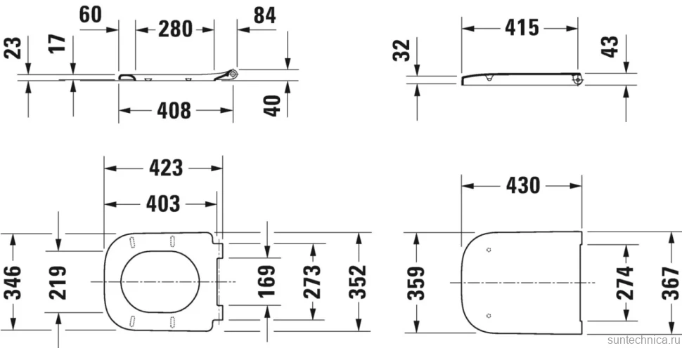 Комплект Унитаз подвесной Duravit Happy D.2 2222090000 rimless + Крышка 0064590000 с микролифтом + Инсталляция Grohe Rapid SL 38721001 3 в 1 с кнопкой смыва