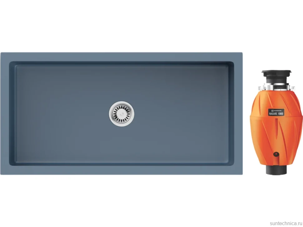 Комплект Мойка Omoikiri Mikura 91-SB smoky blue + Измельчитель Nagare 1000