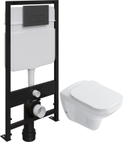 Комплект Унитаз подвесной STWORKI Дублин SETK3504-0605-001-1-6000 с микролифтом + Инсталляция EWRIKA ProLT 0026-2020 + Кнопка 0044 черная матовая