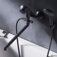 Смеситель с длинным изливом для ванны AM.PM X-Joy S F85B90122 черный Смеситель с длинным изливом для ванны AM.PM X-Joy S F85B90122 черный