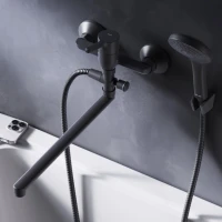 Смеситель с длинным изливом для ванны AM.PM X-Joy S F85B90122 черный Смеситель с длинным изливом для ванны AM.PM X-Joy S F85B90122 черный