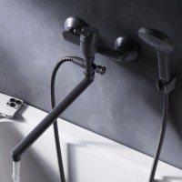 Смеситель с длинным изливом для ванны AM.PM X-Joy S F85B90122 черный Смеситель с длинным изливом для ванны AM.PM X-Joy S F85B90122 черный