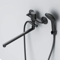 Смеситель с длинным изливом для ванны AM.PM X-Joy S F85B90122 черный Смеситель с длинным изливом для ванны AM.PM X-Joy S F85B90122 черный