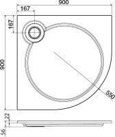 Поддон для душа Cezares Tray TRAY-S-R-90-550-56-W R 90x90