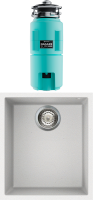 Комплект Мойка Omoikiri Bosen 38-U WH белая + Измельчитель Nagare slim 1250-AZ azur blue
