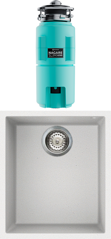 Комплект Мойка Omoikiri Bosen 38-U WH белая + Измельчитель Nagare slim 1250-AZ azur blue