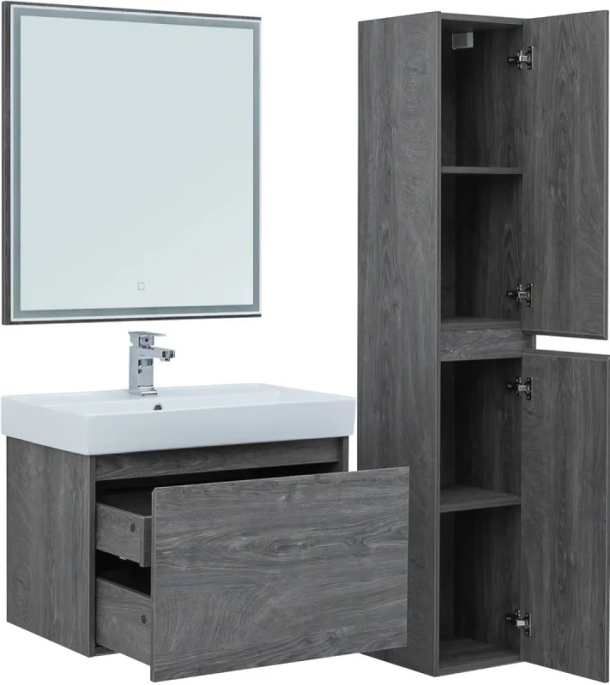 Тумба с раковиной Aquanet Nova Lite 75 дуб рошелье, 1 ящик