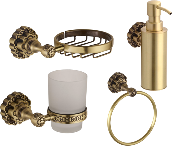 Набор Мыльница Bronze de Luxe + Дозатор + Стакан + Полотенцедержатель