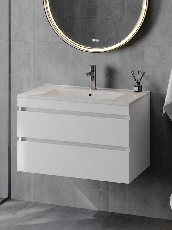 Тумба с раковиной Teymi Laina 80 матовая белая