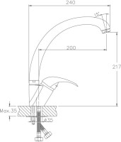 Смеситель для кухни Haiba HB15 HB4115 крепление на шпильке
