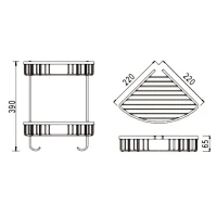 Полка Rose RW12Q угловая, двойная, бронза Полка Rose RW12Q угловая, двойная, бронза