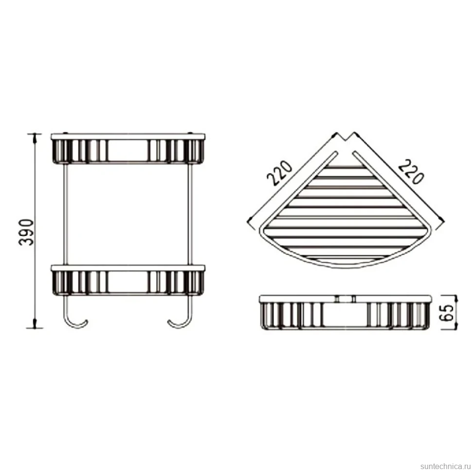 Полка Rose RW12Q угловая, двойная, бронза