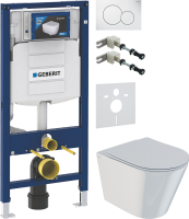 Комплект Унитаз подвесной IDDIS Calipso + Крепления Geberit Duofix 111.815.00.1 к стене + Звукоизоляция + Инсталляция UP 320 111.300.00.5 + Кнопка Sigma 01 115.770.11.5 белая