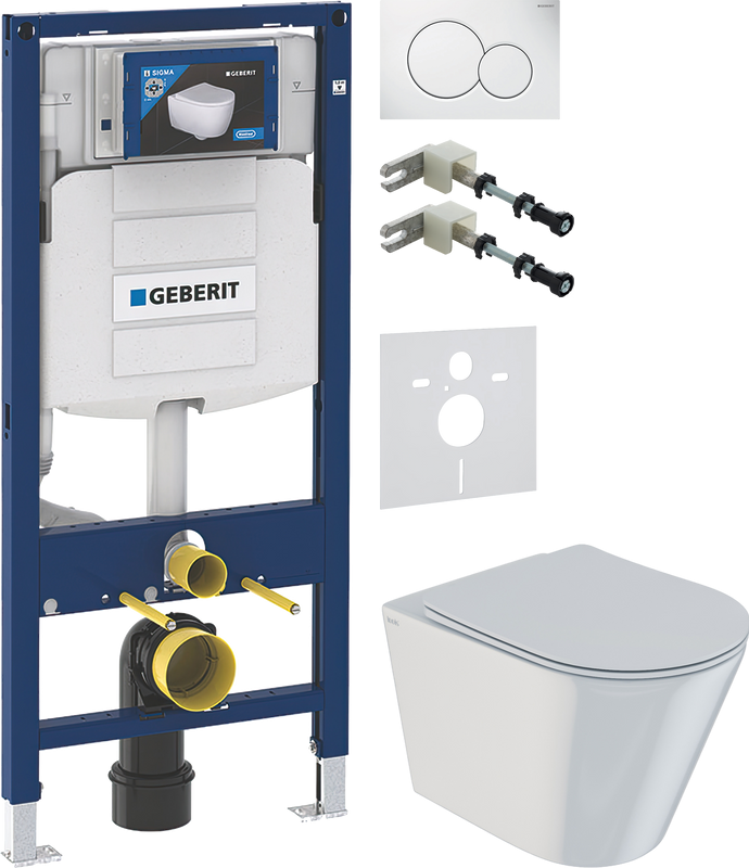 Комплект Унитаз подвесной IDDIS Calipso + Крепления Geberit Duofix 111.815.00.1 к стене + Звукоизоляция + Инсталляция UP 320 111.300.00.5 + Кнопка Sigma 01 115.770.11.5 белая