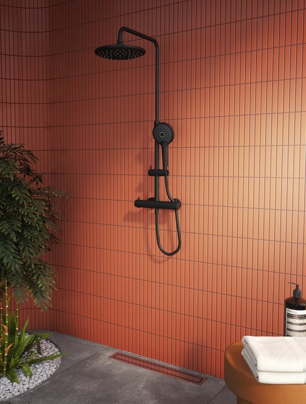 Душевая стойка VitrA AquaHeat A4720536EXP матовая черная