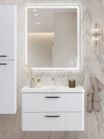 Мебель для ванной комнаты BelBagno Due 80 ручки матовый темный никель, белый металлик