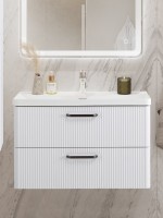 Мебель для ванной комнаты BelBagno Due 80 ручки матовый темный никель, белый металлик