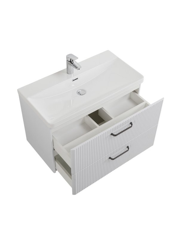 Мебель для ванной комнаты BelBagno Due 80 ручки матовый темный никель, белый металлик