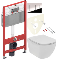Комплект Унитаз подвесной Ideal Standard Tesi T536001 с микролифтом + Инсталляция TECE Now 9400412 4 в 1 с кнопкой смыва