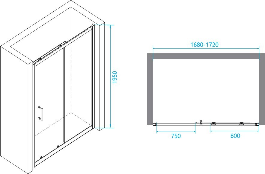 Душевой уголок RGW Passage PA-14+110 см (168-172)x110x195 профиль хром, стекло прозрачное