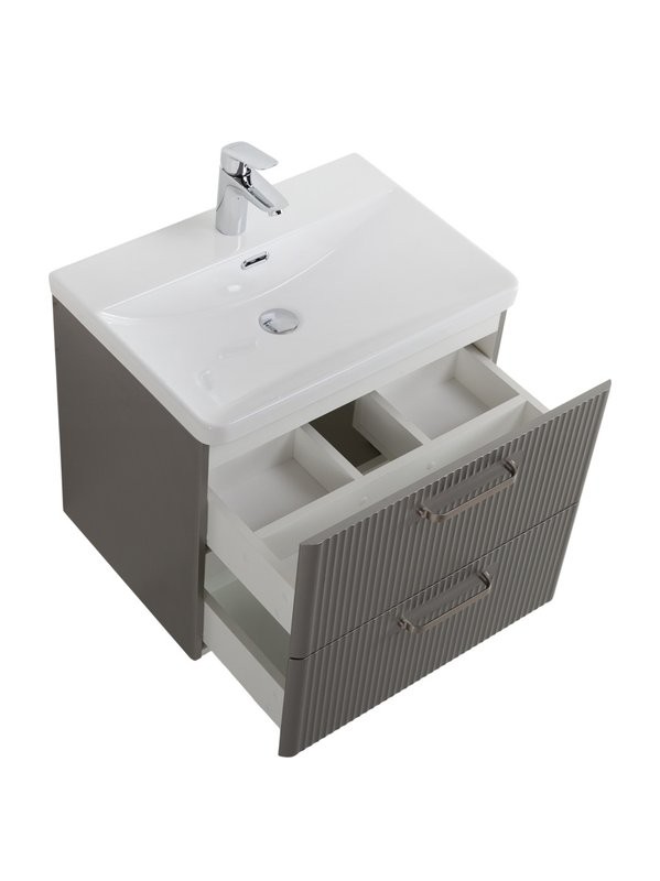 Тумба с раковиной BelBagno Due 60 ручки матовый атласный никель, сатин