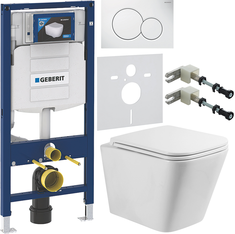 Комплект Унитаз подвесной BelBagno Ardente-R BB520CHR безободковый + Крышка BB2322SC с микролифтом + Инсталляция Geberit Duofix UP 320 111.300.00.5 + Кнопка Sigma 01 115.770.11.5 белая + Крепления 111.815.00.1 к стене + Звукоизоляция