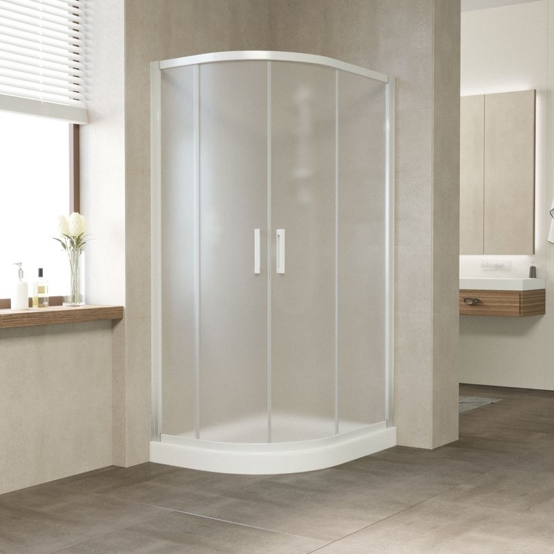 Душевой уголок Vegas Glass ZS-F 100*90 01 10 профиль белый, стекло сатин