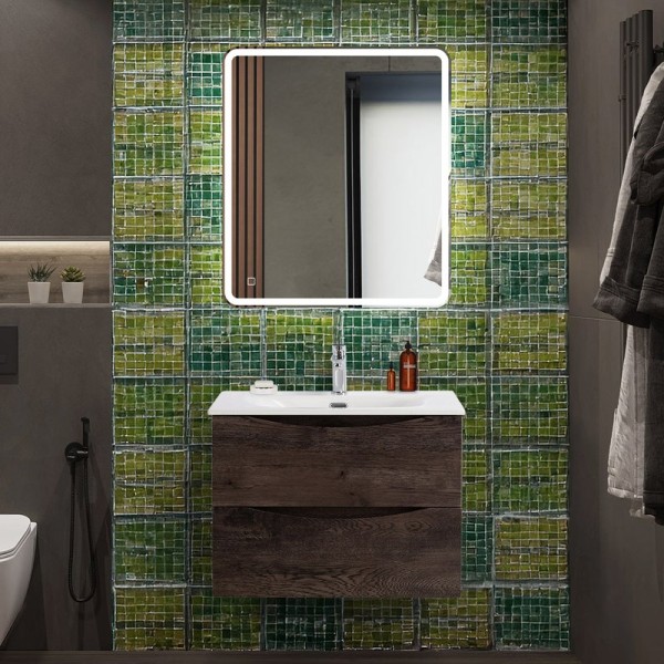 Мебель для ванной комнаты BelBagno Marino-cer-n 70 подвесная, rovere nature grigio