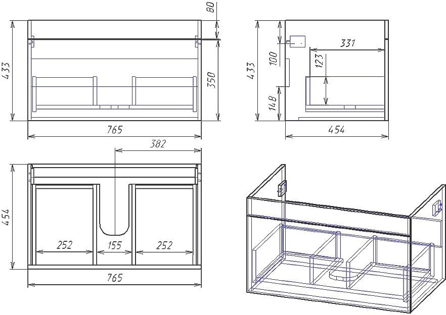 Тумба под раковину Owl 1975 Sjel подвесная, белый лак, 80