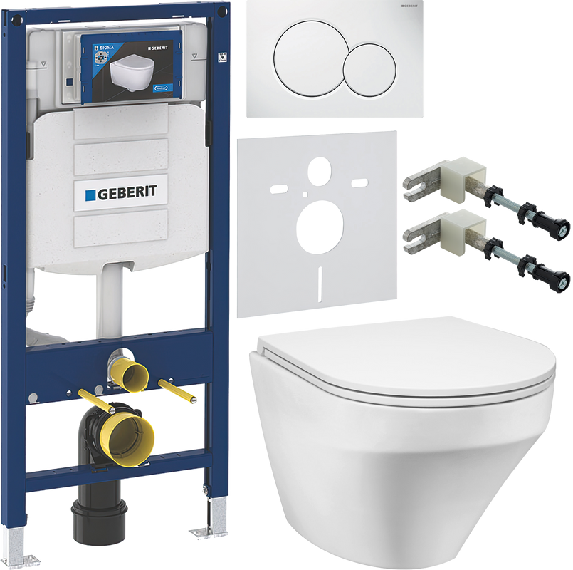 Комплект Унитаз подвесной AM.PM Inspire FlashClean C501700WH + Крышка C507853WH с микролифтом + Инсталляция Geberit Duofix UP 320 111.300.00.5 + Кнопка Sigma 01 115.770.11.5 белая + Крепления 111.815.00.1 к стене + Звукоизоляция