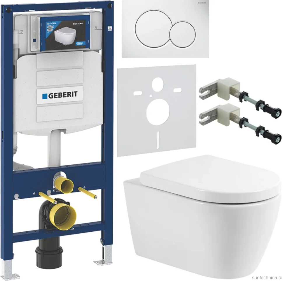 Комплект Унитаз подвесной BelBagno Marino BB105CHR безободковый + Крышка Norma BB865SC с микролифтом + Инсталляция Geberit Duofix UP 320 111.300.00.5 + Кнопка Sigma 01 115.770.11.5 белая + Крепления 111.815.00.1 к стене + Звукоизоляция