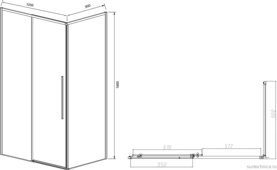 Душевой уголок Vincea Slim-N VSR-4SN9012CL 120х90 см, профиль хром