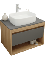 Тумба с раковиной Teymi Ritta 75 дуб эврика, матовый графит, раковина Solli 51