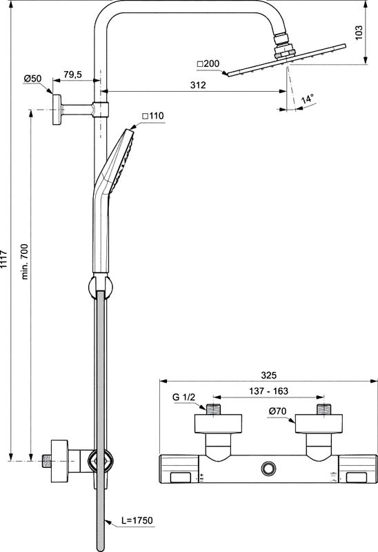 Душевая стойка Ideal Standard Ceratherm T100 A7240AA